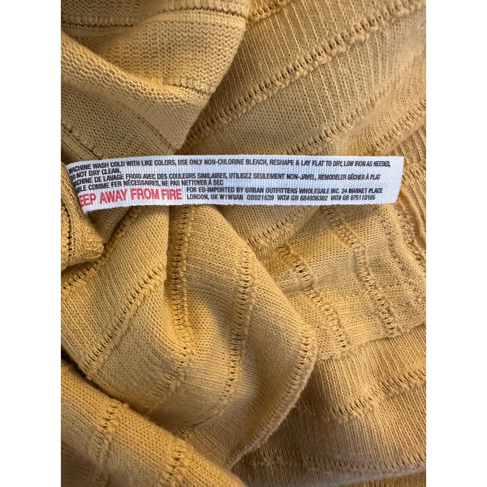 Free People Women's Yellow Textured Belted Handkerchief Hem Midi Dress Small - Picture 7 of 7